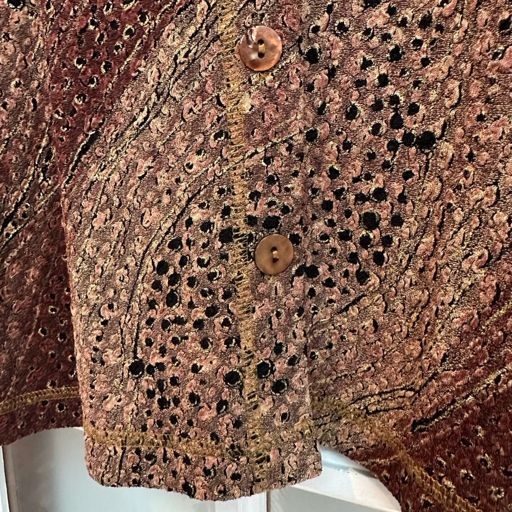 Vintage Laura Ashley Earthy Toned Golden Ombre Button-Up Cardigan Sweater Size M
